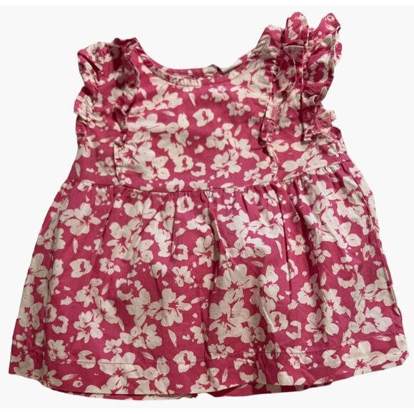 Baby GAP Floral Hibiscus Tropical Print Top Toddler Size 3 Flutter Ruffle Sleeve - Picture 1 of 5